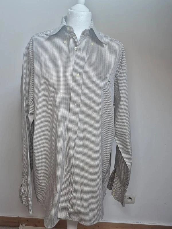 Lacoste Chemise Vintage Carreaux Beige Taille 44 XL
